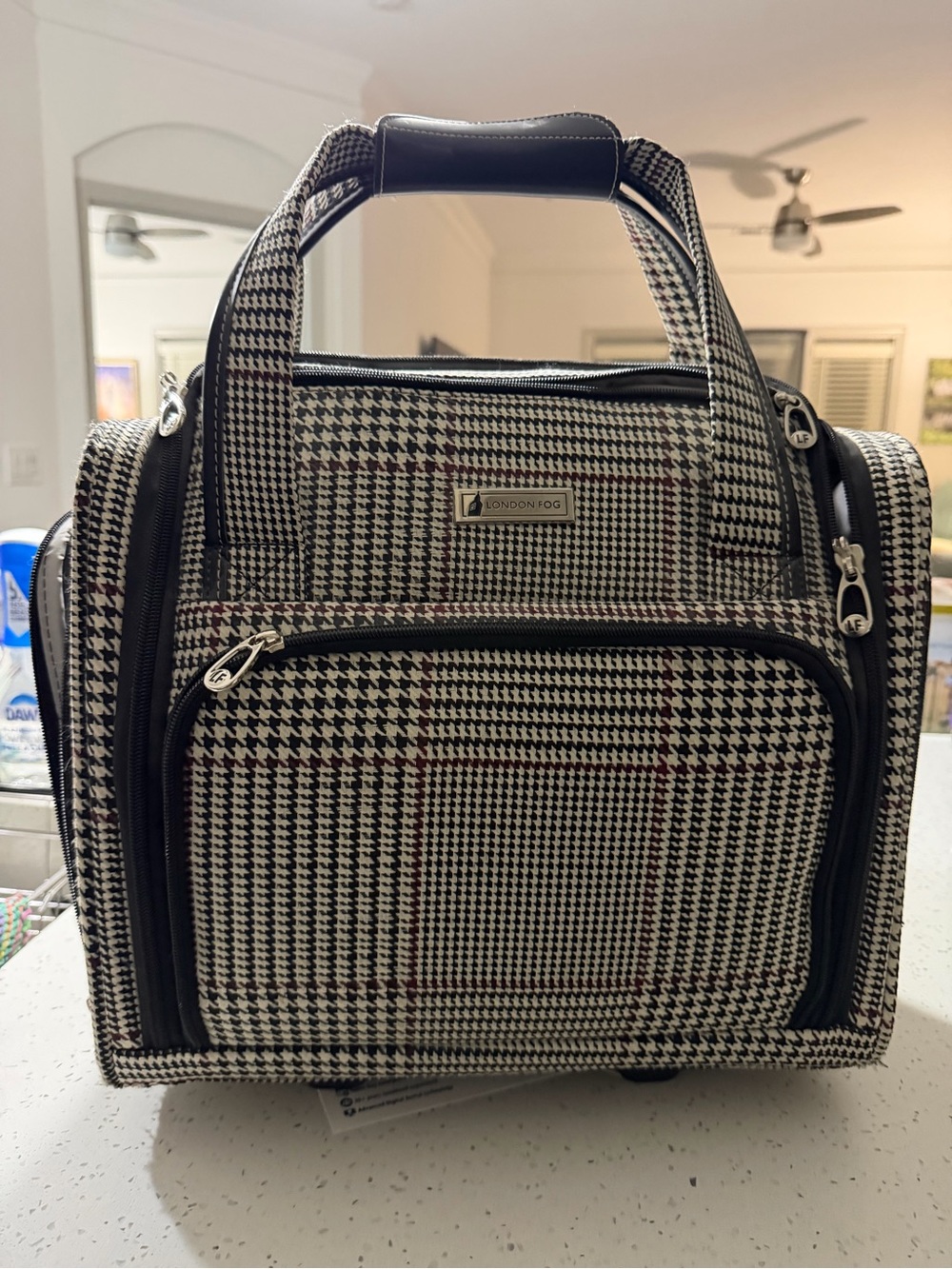 London Fog Houndstooth under the seat Travel Bag